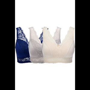 Rhonda Shear Women's 3-pack Bra Midnight Navy/Champagne/Gray - Regular
